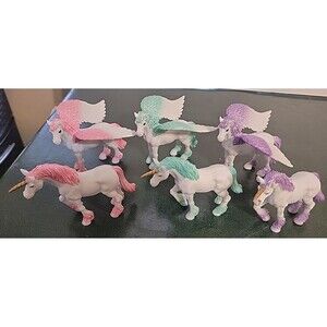 Unbranded Colorful Pegasus Horses Green Pink Purple Figures 6pc‎